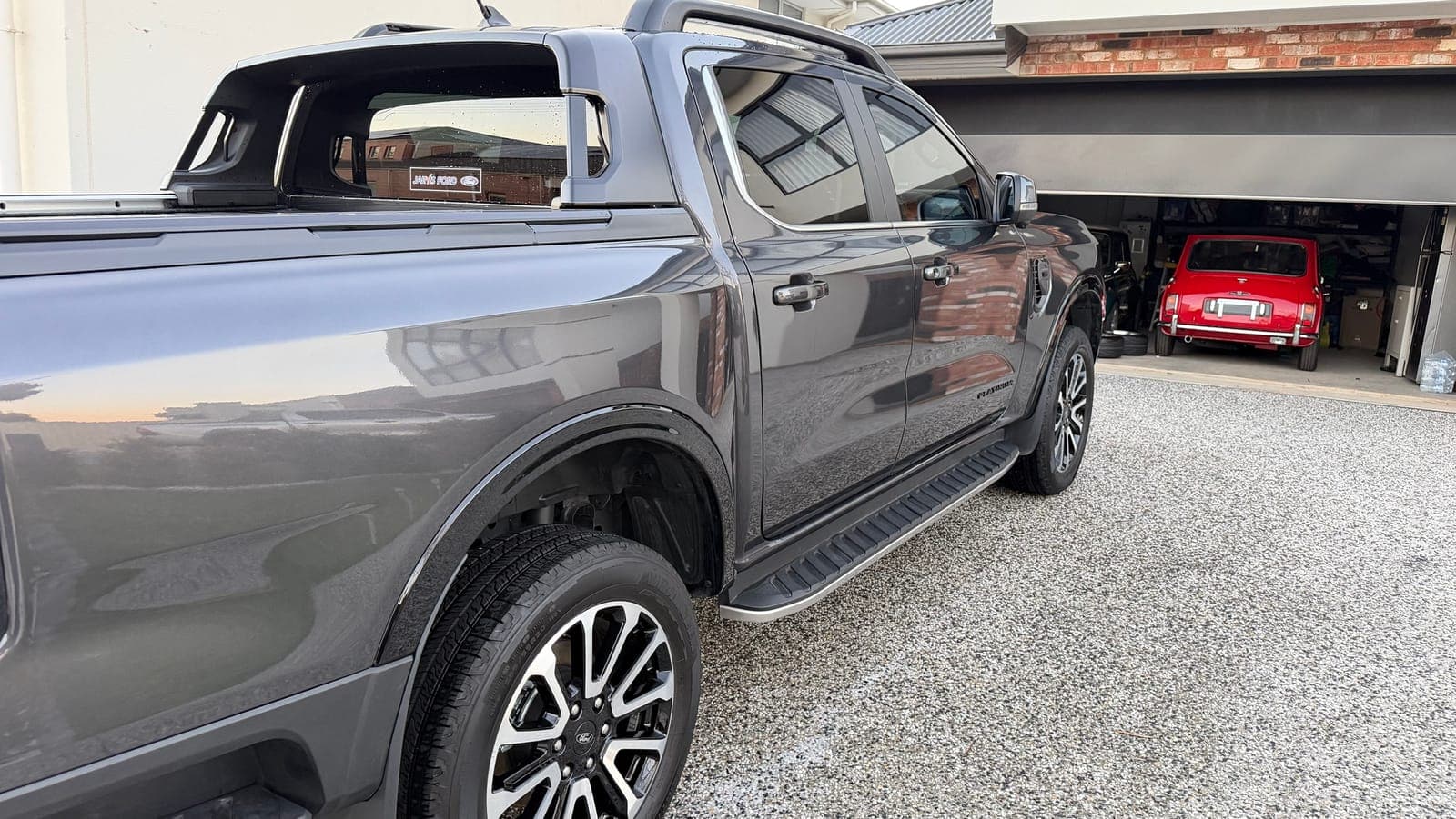 Ford Ranger Platinum rear three-quarter with a mirror finish