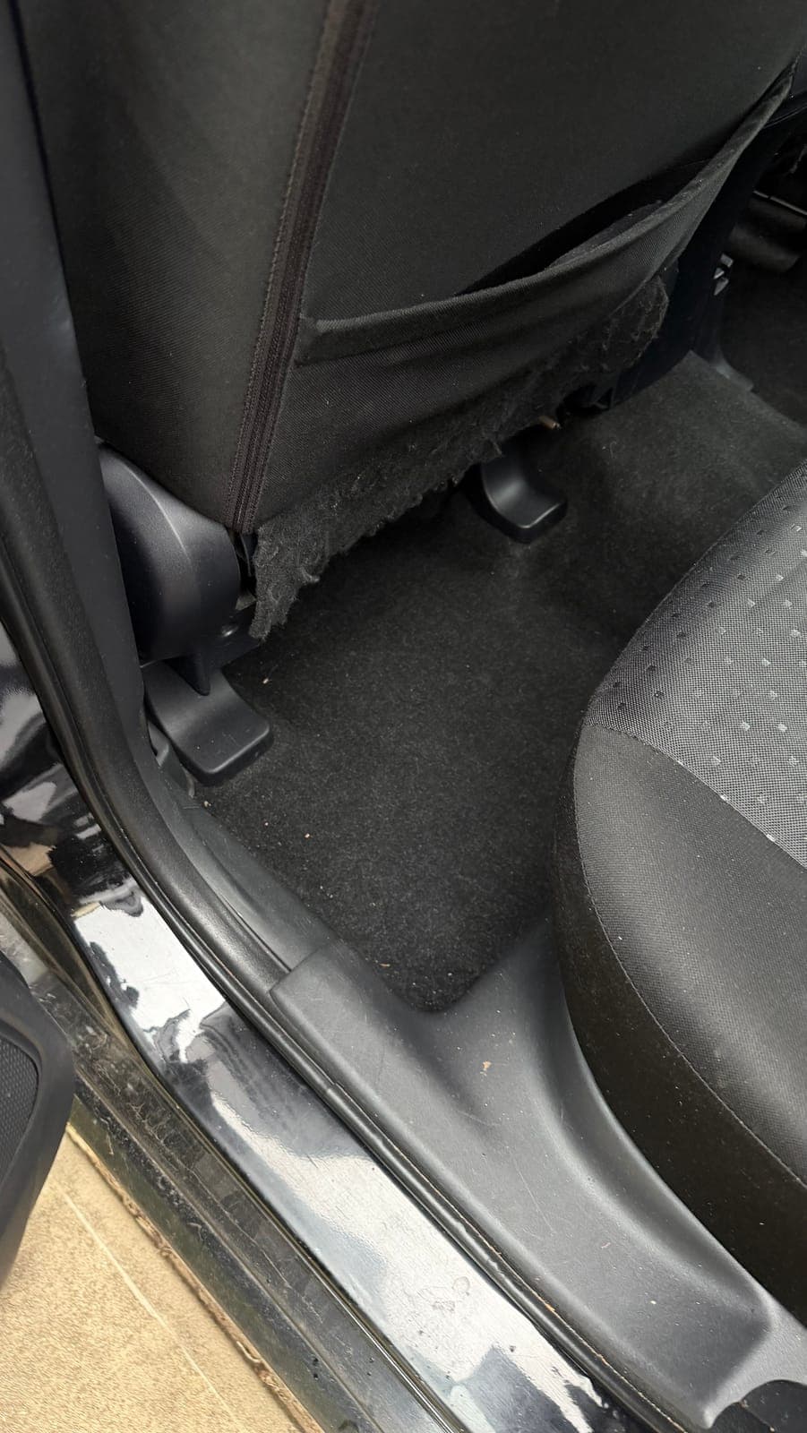 After: rear footwell vacuumed and steam cleaned